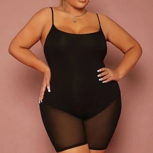 NWT SHEIN SXY Plus Bodysuit Insert Contrast Mesh Unitard Romper